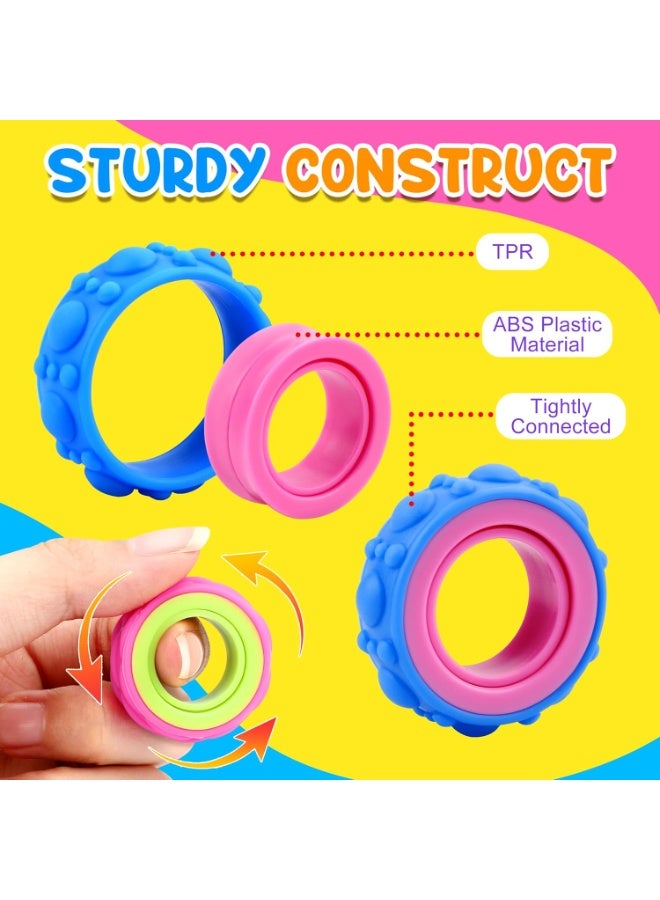 Winray 6 Pack Fidget Sensory Rings for Kids, Textured Finger Spinner Stress Relief Toys, Classroom Prizes Stocking Stuffers - Image 4